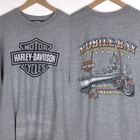 HARLEY DAVIDSON Vintage T Shirt Mobile Bay Alabama Battleship 2002 Y2K Size XL - Picture 1 of 16